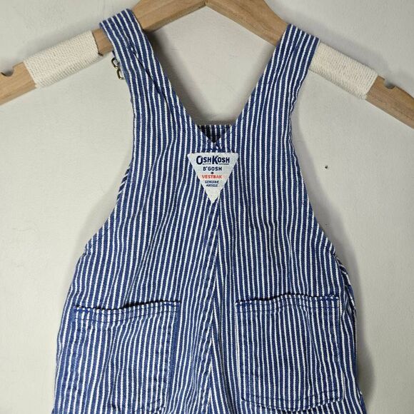 Vintage OshKosh Shortalls Size 12Mo Stripe Shorts USA Vestbak - Picture 3 of 4